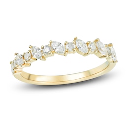 Marquise & Round-Cut Diamond Anniversary Band 1/2 ct tw 14K Yellow Gold