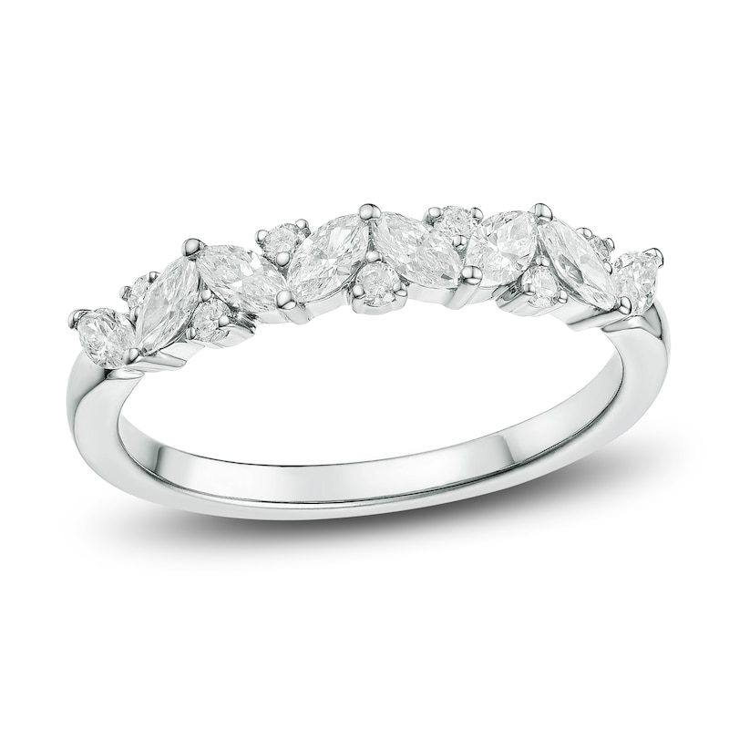 Main Image 1 of Marquise & Round-Cut Diamond Anniversary Band 5/8 ct tw 14K White Gold
