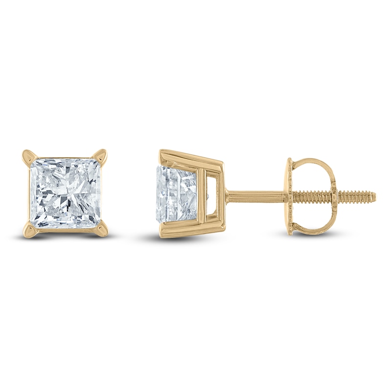 Certified Princess-Cut Diamond Solitaire Stud Earrings / ct tw 14K Gold (I/I1