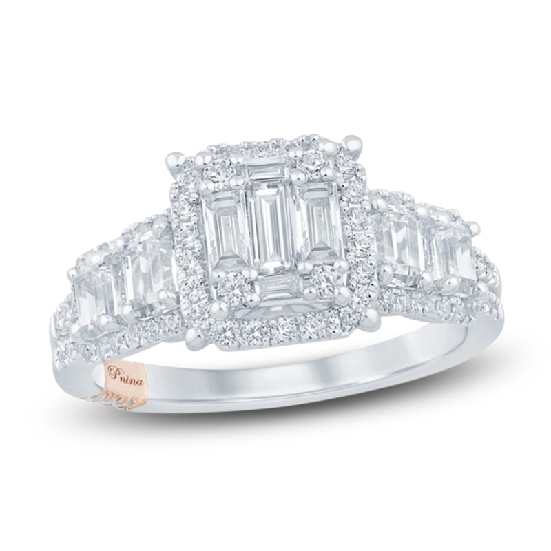 Pnina Tornai Diamond Baguette, Round & Emerald-Cut Multi-Stone Engagement Ring 1-3/8 ct tw 14K White Gold