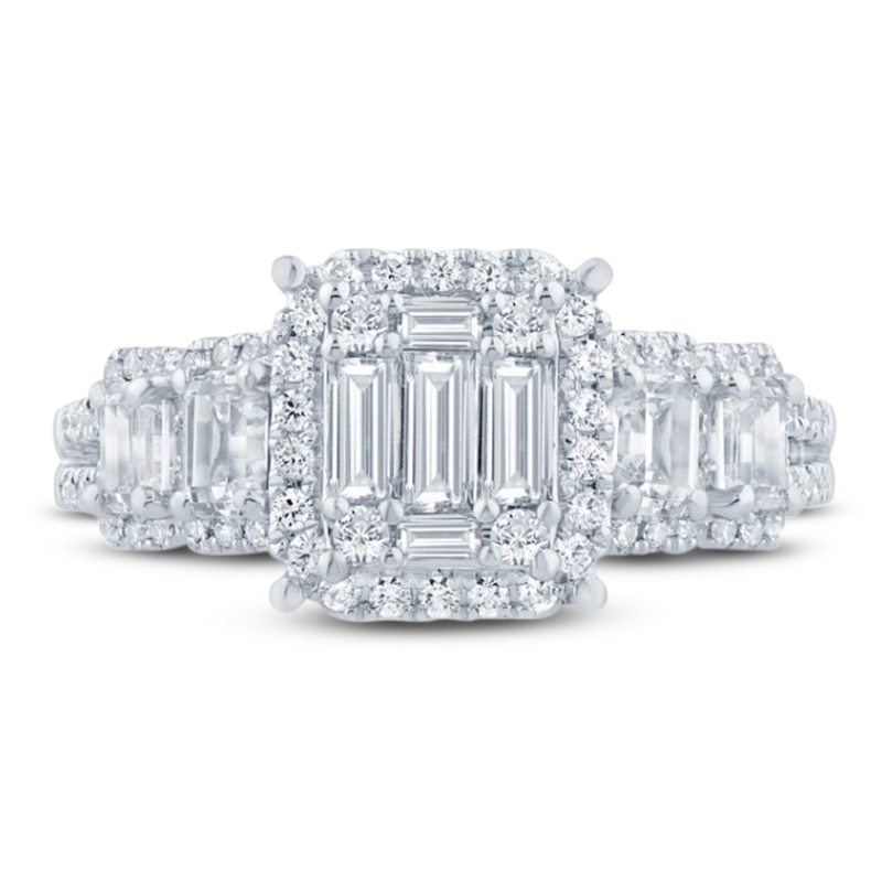 Pnina Tornai Diamond Baguette, Round & Emerald-Cut Multi-Stone Engagement Ring 1-3/8 ct tw 14K White Gold