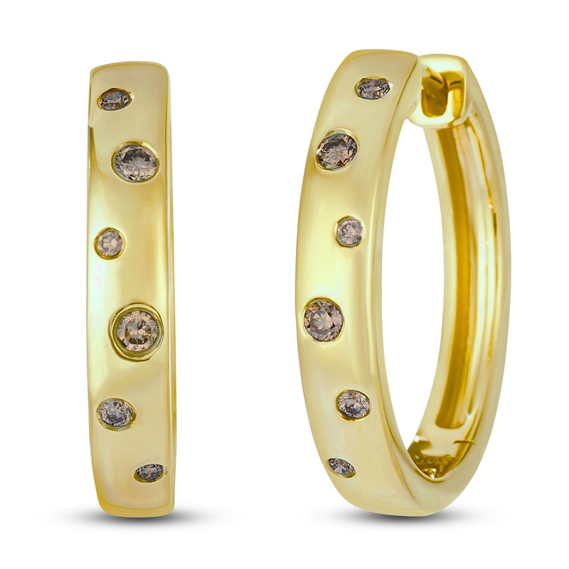 Main Image 2 of Le Vian Tramonto D'Oro Diamond Hoop Earrings 1/8 ct tw 14K Honey Gold