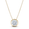 Thumbnail Image 1 of Certified Round-Cut Diamond Bezel-Set Solitaire Necklace 2 ct tw 14K Yellow Gold 18" (I1/I)