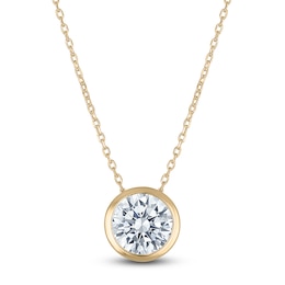 Certified Round-Cut Diamond Bezel-Set Solitaire Necklace 2 ct tw 14K Yellow Gold 18" (I1/I)