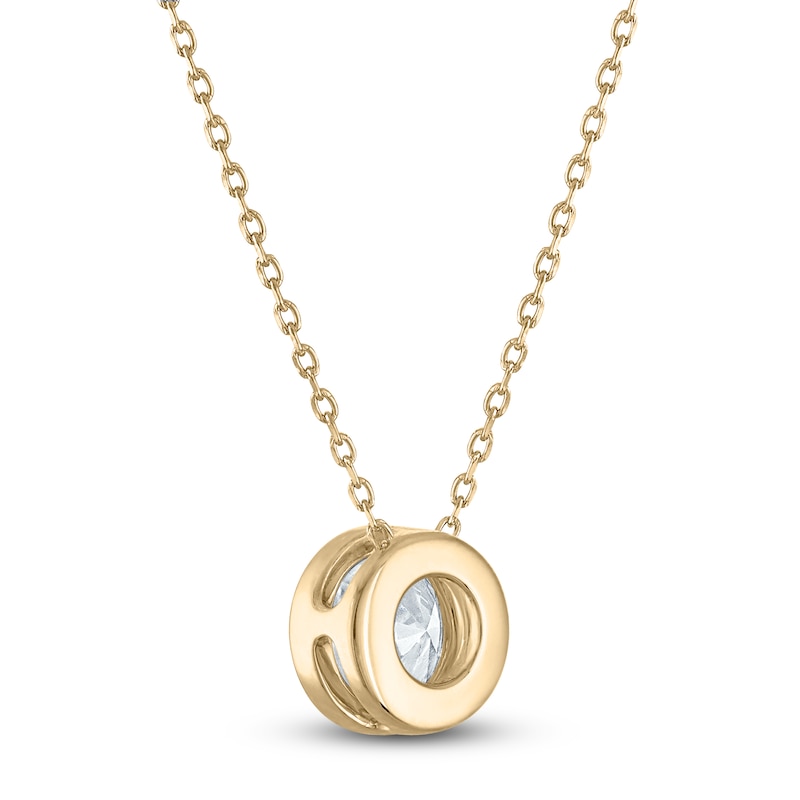 Main Image 3 of Certified Round-Cut Diamond Bezel-Set Solitaire Necklace 2 ct tw 14K Yellow Gold 18" (I1/I)