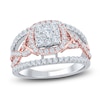 Thumbnail Image 1 of Brilliant Moments Multi-Diamond Cushion Halo Engagement Ring 1 ct tw 14K Two-Tone Gold