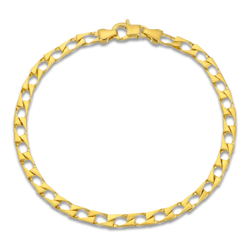 Main Image 1 of Solid Square Link Curb Chain Bracelet 4mm 14K Yellow Gold 8.5"