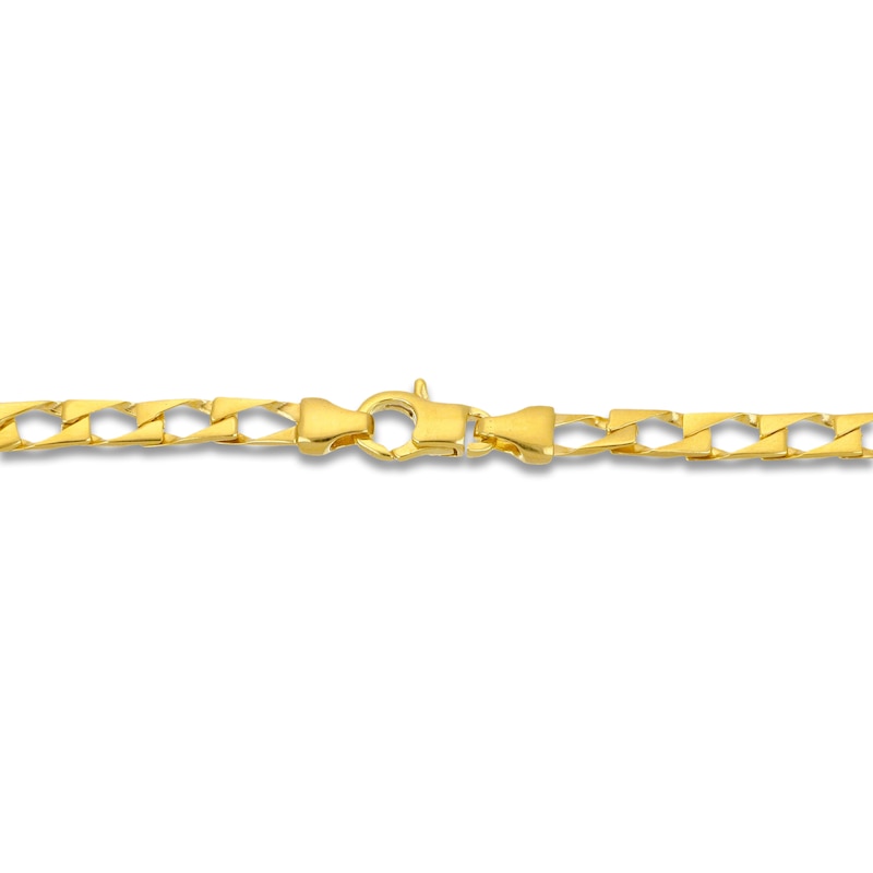 Main Image 2 of Solid Square Link Curb Chain Bracelet 4mm 14K Yellow Gold 8.5"