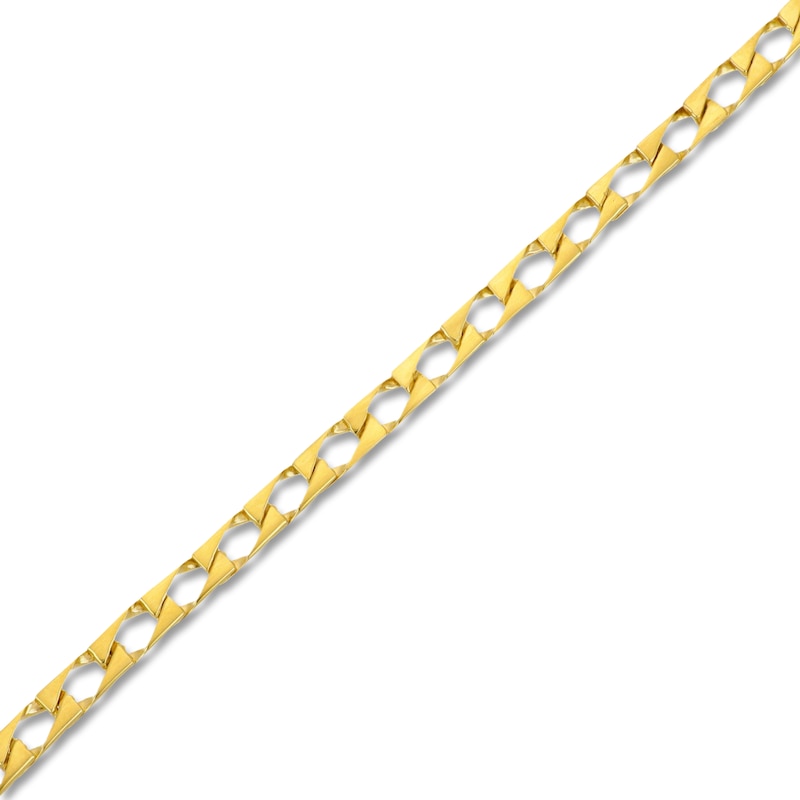 Main Image 3 of Solid Square Link Curb Chain Bracelet 4mm 14K Yellow Gold 8.5"