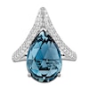 Thumbnail Image 3 of Pear-Shaped Natural London Blue Topaz & Diamond Chevron Cocktail Ring 1/2 ct tw 14K White Gold