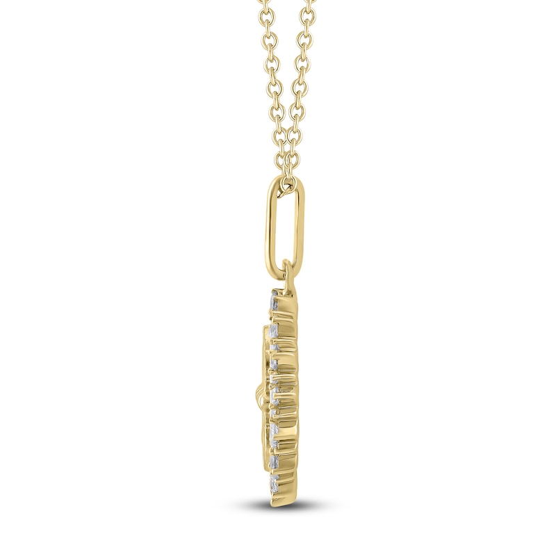 Main Image 3 of Diamond Butterfly Medallion Necklace 1/4 ct tw 10K Yellow Gold 18"