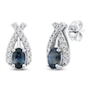 Thumbnail Image 2 of Montana Blue Oval-Cut Natural Sapphire & Diamond Earrings 1/6 ct tw 14K White Gold