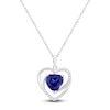 Thumbnail Image 1 of Heart-Shaped Blue Lab-Created Sapphire & Diamond Necklace 1/20 ct tw 10K White Gold 18"