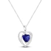 Thumbnail Image 2 of Heart-Shaped Blue Lab-Created Sapphire & Diamond Necklace 1/20 ct tw 10K White Gold 18"