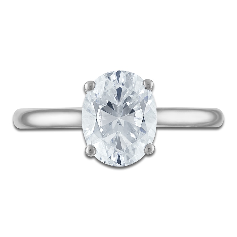 Main Image 3 of Oval-Cut Lab-Grown Diamond Solitaire Plus Engagement Ring 2 ct tw Platinum (VS2/F)