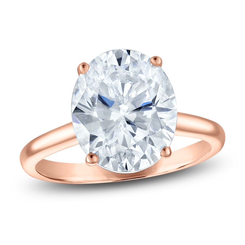 Main Image 1 of Oval-Cut Lab-Grown Diamond Solitaire Plus Engagement Ring 3-1/8 ct tw 18K Rose Gold (VS2/F)