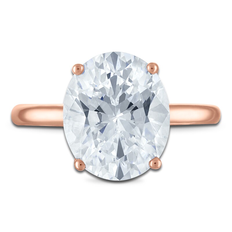 Main Image 3 of Oval-Cut Lab-Grown Diamond Solitaire Plus Engagement Ring 3-1/8 ct tw 18K Rose Gold (VS2/F)