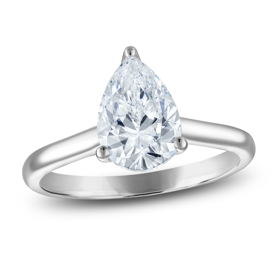Pear-Shaped Lab-Grown Diamond Solitaire Plus Engagement Ring 1-5/8 ct tw Platinum (VS2/F)