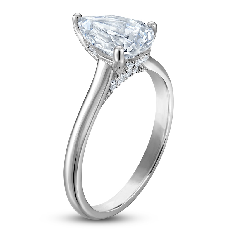Main Image 2 of Pear-Shaped Lab-Grown Diamond Solitaire Plus Engagement Ring 1-5/8 ct tw Platinum (VS2/F)