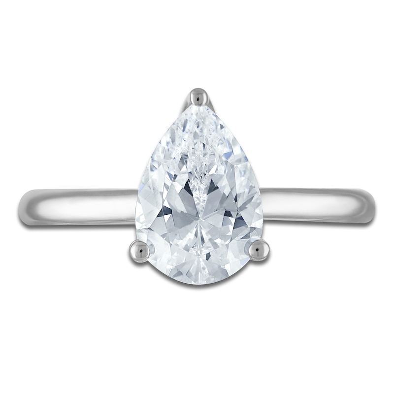 Main Image 3 of Pear-Shaped Lab-Grown Diamond Solitaire Plus Engagement Ring 1-5/8 ct tw Platinum (VS2/F)