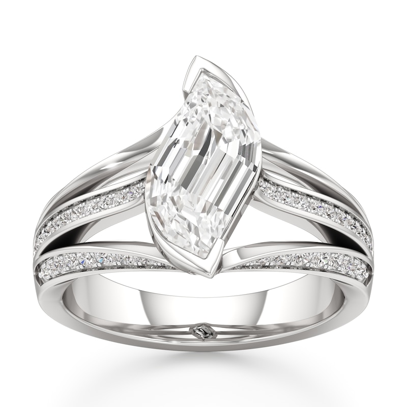 Main Image 1 of J'Lure Lab-Grown Diamond Leaf Step-Cut Engagement Ring 2-3/8 ct tw 18K White Gold