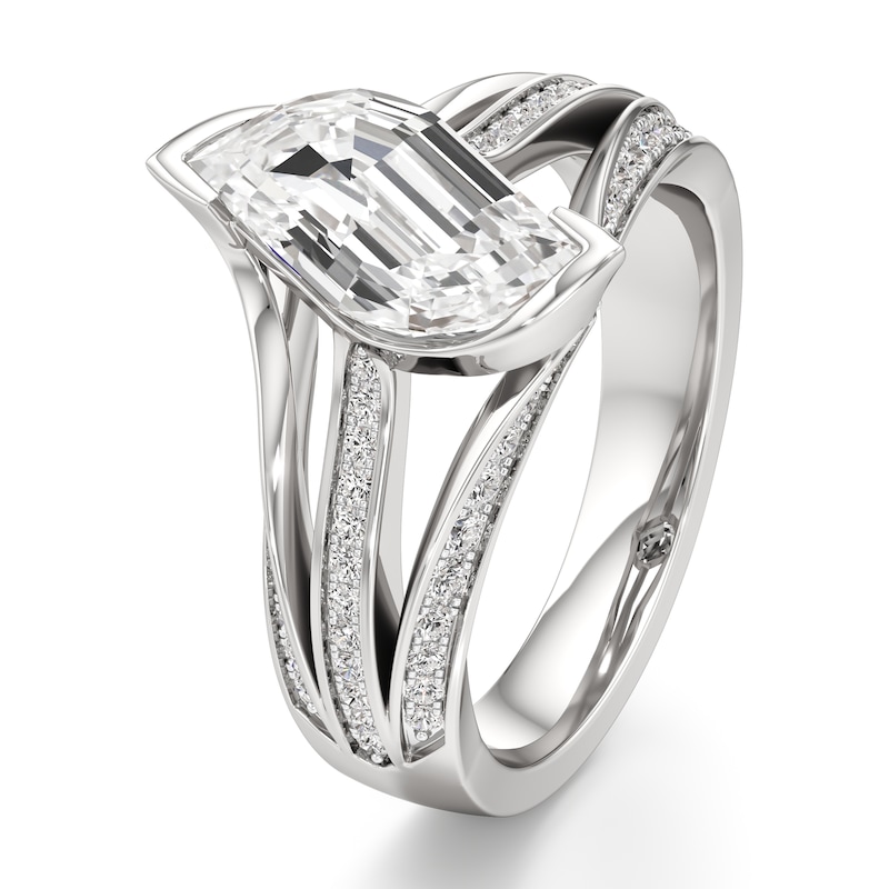 Main Image 4 of J'Lure Lab-Grown Diamond Leaf Step-Cut Engagement Ring 2-3/8 ct tw 18K White Gold