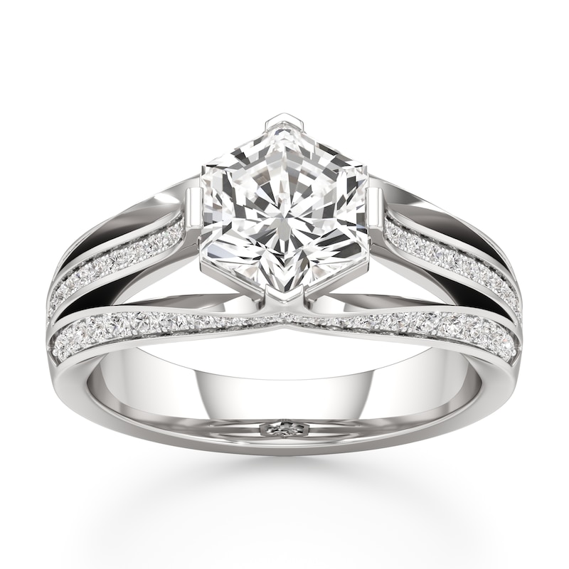 Main Image 1 of J'Lure Lab-Grown Diamond Hexagon Brilliant-Cut Engagement Ring 2-3/8 ct tw 18K White Gold