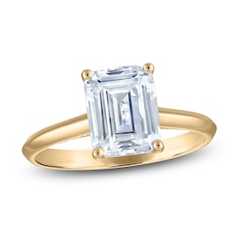 Emerald-Cut Lab-Grown Diamond Solitaire Plus Engagement Ring 2-1/2 ct tw 18K Yellow Gold (VS2/F)