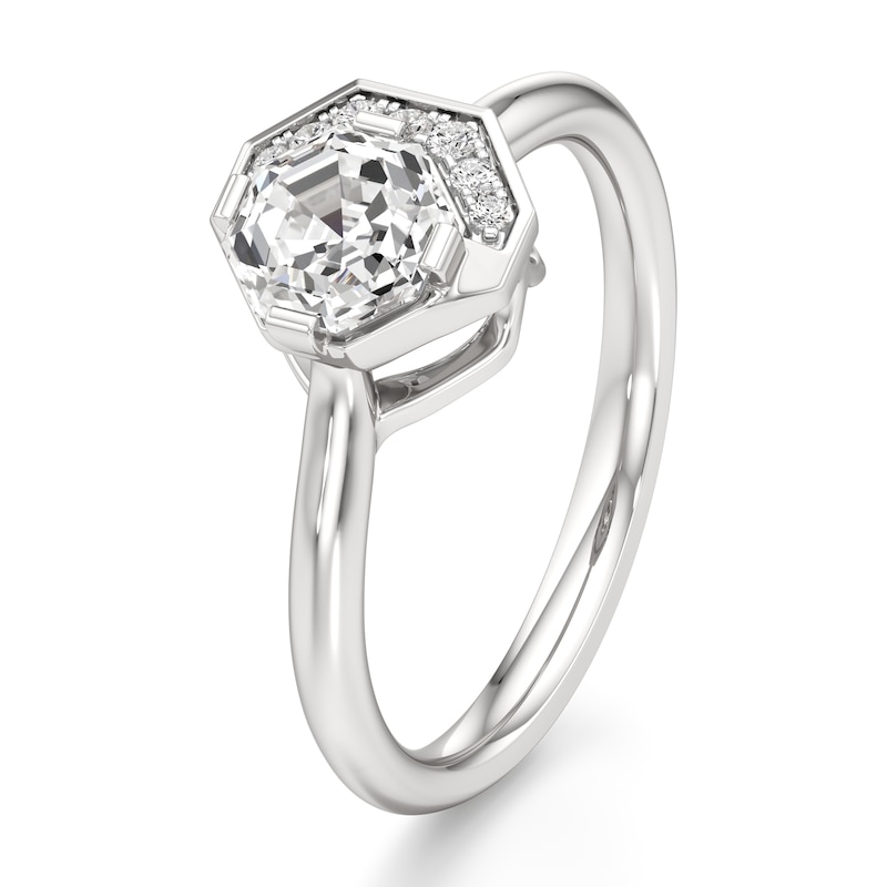 Main Image 4 of J'Lure Octagon Step-Cut Lab-Grown Diamond Half-Halo Engagement Ring 1 ct tw 18K White Gold