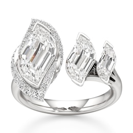 J'Lure Leaf Step-Cut Lab-Grown Diamond Engagement Ring 3-3/4 ct tw 18K White Gold