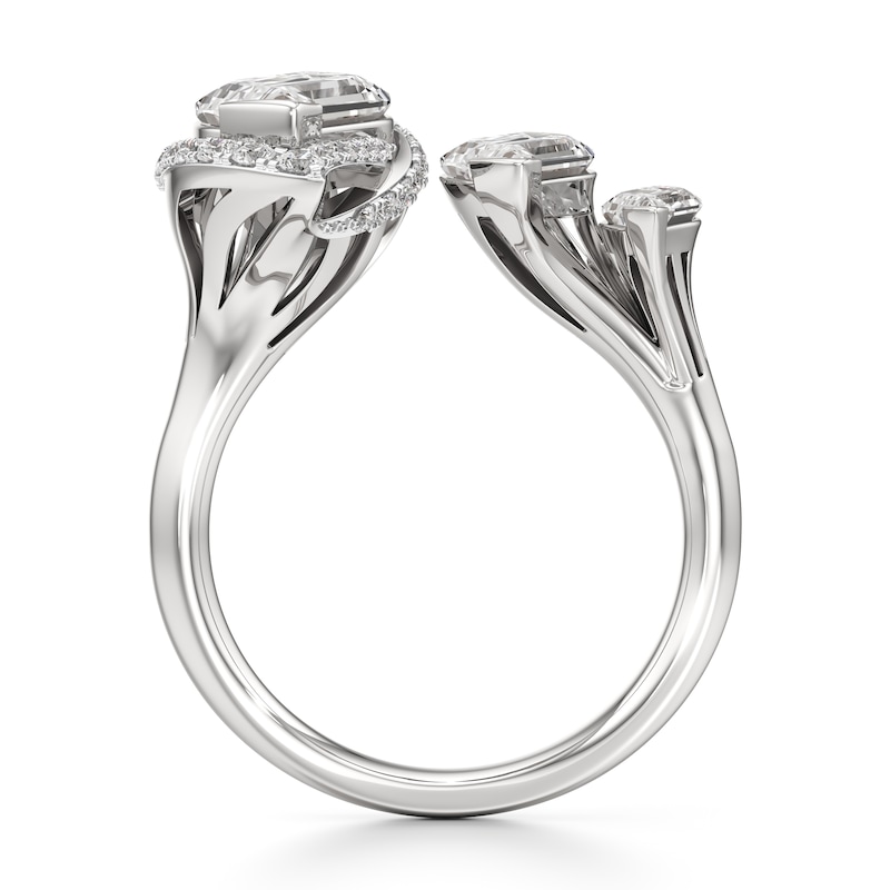 Main Image 2 of J'Lure Leaf Step-Cut Lab-Grown Diamond Engagement Ring 3-3/4 ct tw 18K White Gold
