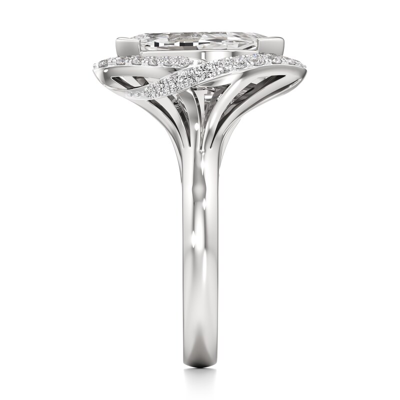 Main Image 3 of J'Lure Leaf Step-Cut Lab-Grown Diamond Engagement Ring 3-3/4 ct tw 18K White Gold