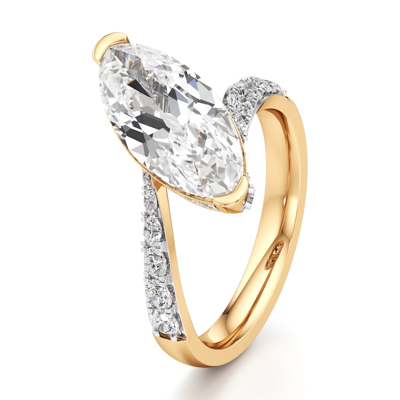 Main Image 4 of J'Lure Moval Old-Cut Lab-Grown Diamond Bypass Engagement Ring 3-5/8 ct tw 18K Yellow Gold