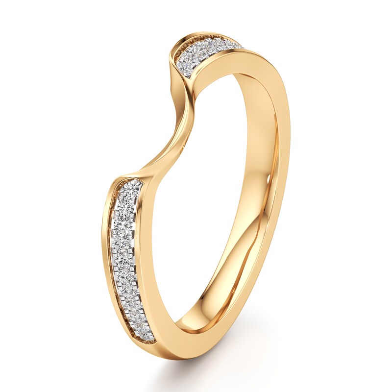Main Image 4 of J'Lure Lab-Grown Diamond Contour Wedding Band 1/8 ct tw 18K Yellow Gold