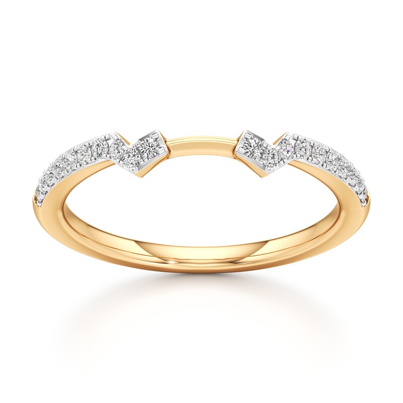 Main Image 1 of J'Lure Lab-Grown Diamond Angled Contour Wedding Band 1/6 ct tw 18K Yellow Gold