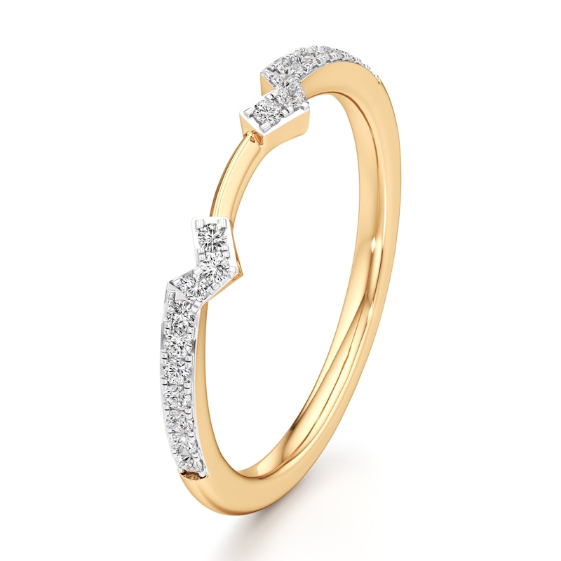 Main Image 4 of J'Lure Lab-Grown Diamond Angled Contour Wedding Band 1/6 ct tw 18K Yellow Gold