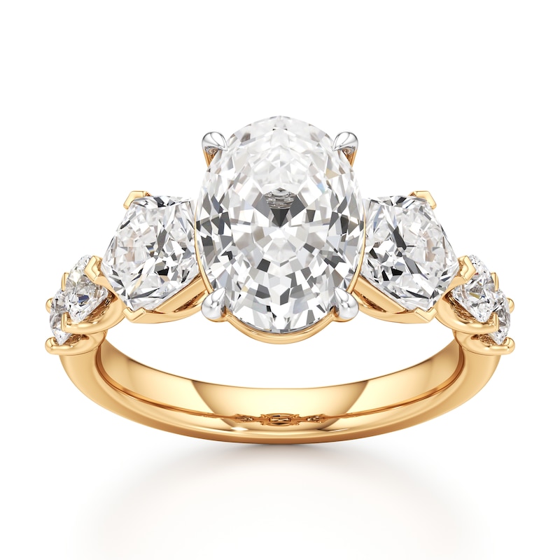 Main Image 1 of J'Lure Oval Step-Cut Lab-Grown Diamond Engagement Ring 4-3/4 ct tw 18K Yellow Gold