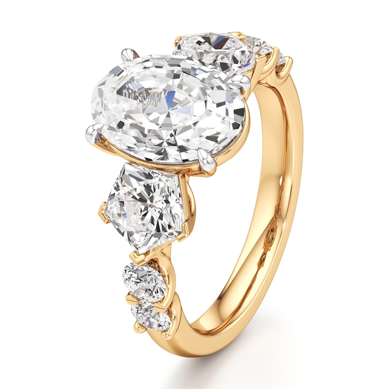 Main Image 4 of J'Lure Oval Step-Cut Lab-Grown Diamond Engagement Ring 4-3/4 ct tw 18K Yellow Gold