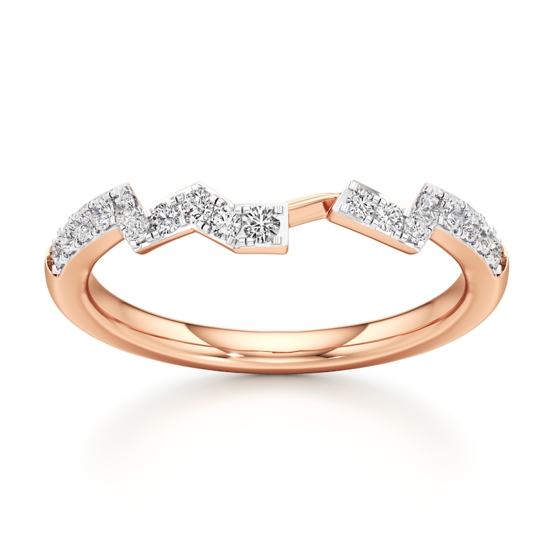 Main Image 1 of J'Lure Lab-Grown Diamond Angled Contour Wedding Band 1/5 ct tw 18K Rose Gold