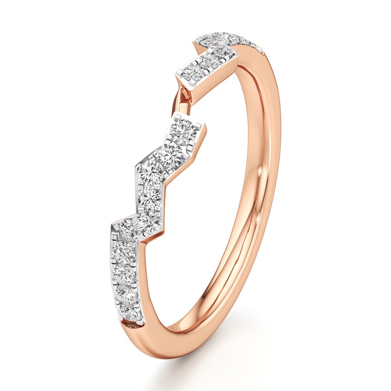 Main Image 4 of J'Lure Lab-Grown Diamond Angled Contour Wedding Band 1/5 ct tw 18K Rose Gold