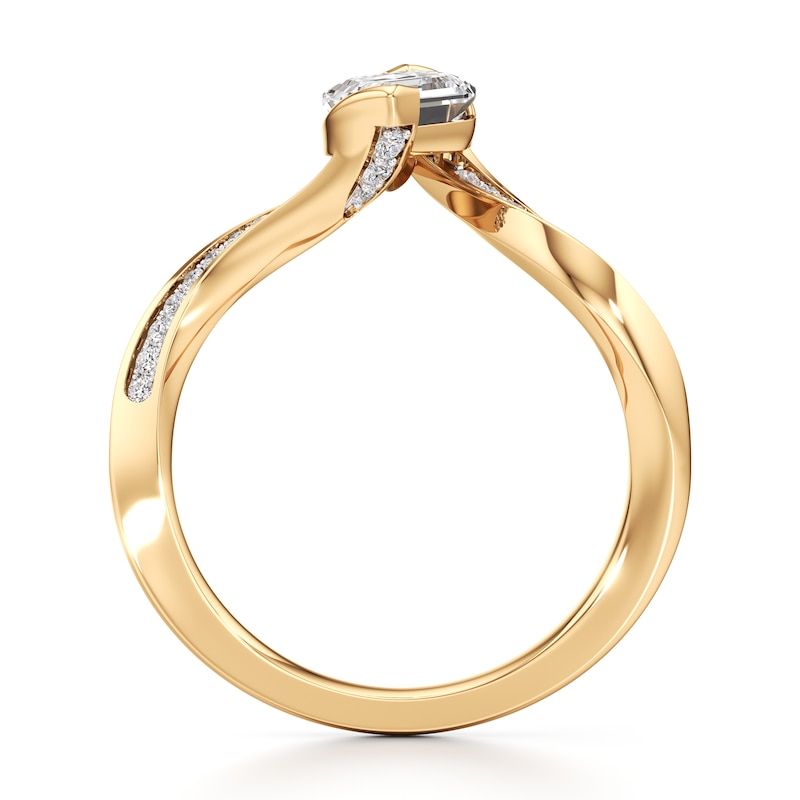 Main Image 2 of J'Lure Leaf Step-Cut Lab-Grown Diamond Bypass Engagement Ring 1-1/8 ct tw 18K Yellow Gold