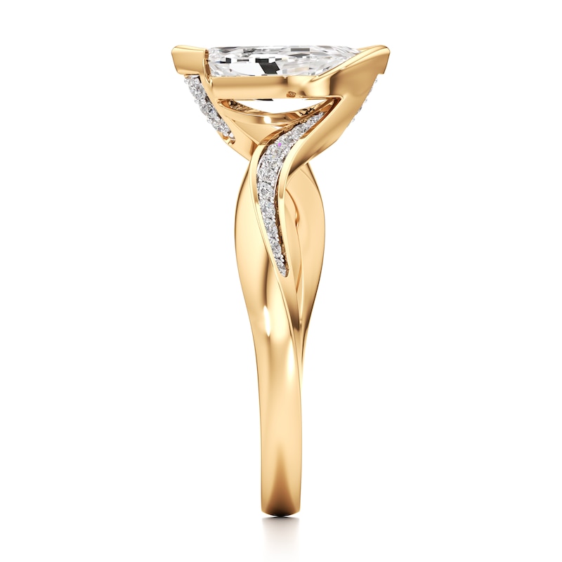 Main Image 3 of J'Lure Leaf Step-Cut Lab-Grown Diamond Bypass Engagement Ring 1-1/8 ct tw 18K Yellow Gold