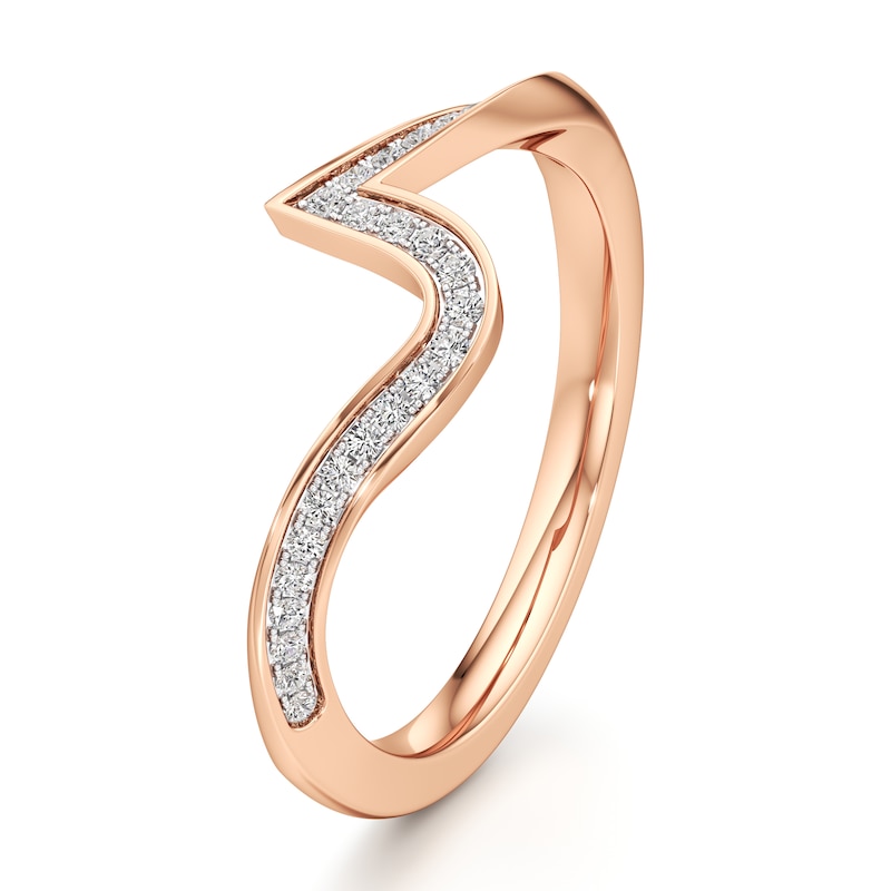 Main Image 4 of J'Lure Lab-Grown Diamond Contour Wedding Band 1/8 ct tw 18K Rose Gold
