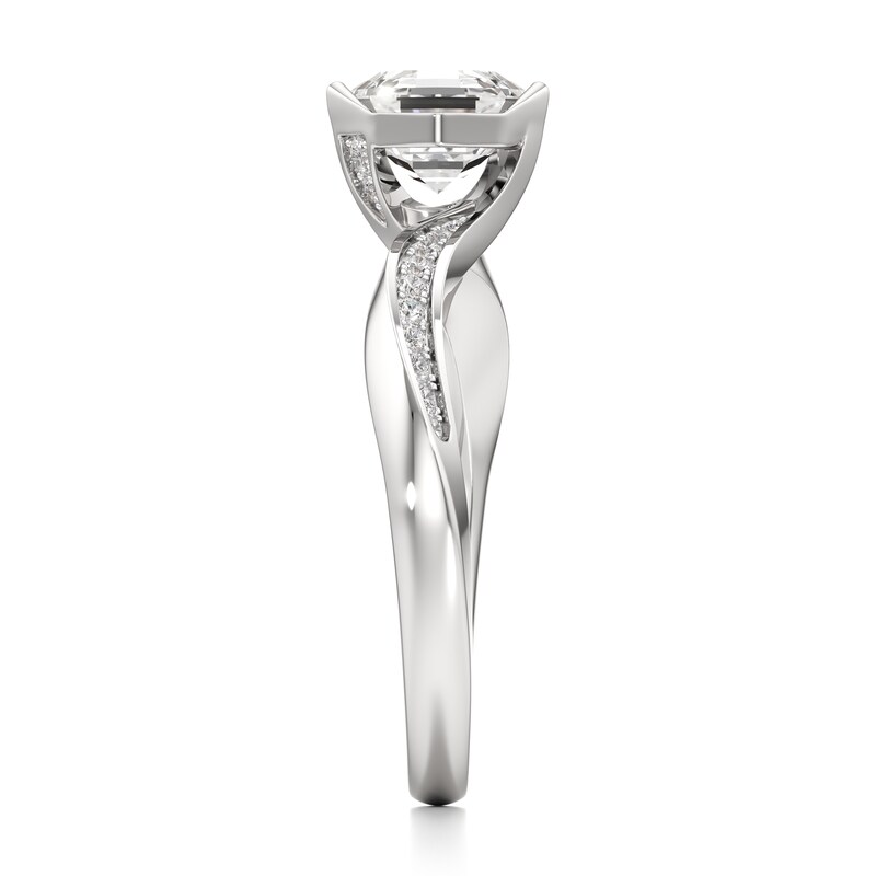 Main Image 3 of J'Lure Octagon Step-Cut Lab-Grown Diamond Bypass Engagement Ring 1 ct tw 18K White Gold