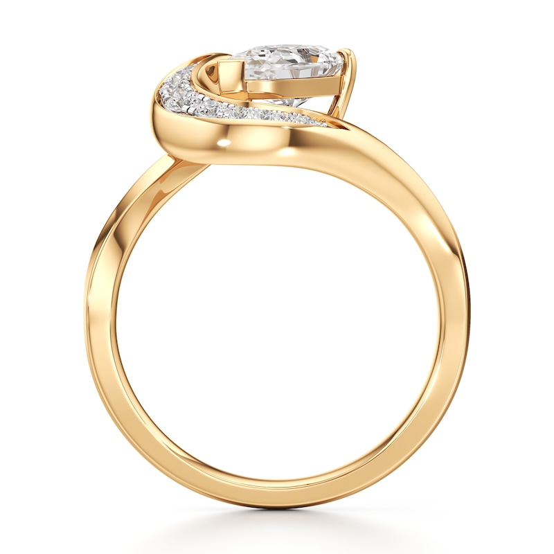 Main Image 2 of J'Lure Pear Step-Cut Lab-Grown Diamond Engagement Ring 1 ct tw 18K Yellow Gold