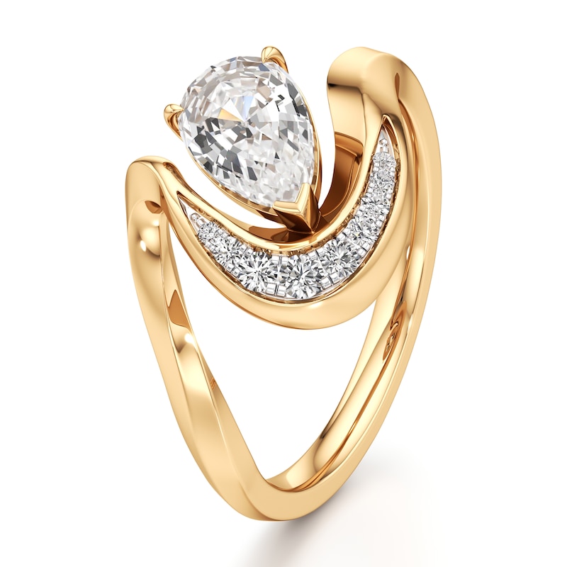 Main Image 4 of J'Lure Pear Step-Cut Lab-Grown Diamond Engagement Ring 1 ct tw 18K Yellow Gold