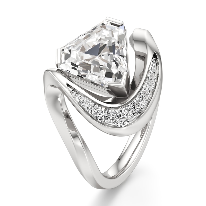 Main Image 4 of J'Lure Shield Step-Cut Lab-Grown Diamond Engagement Ring 3 ct tw 18K White Gold