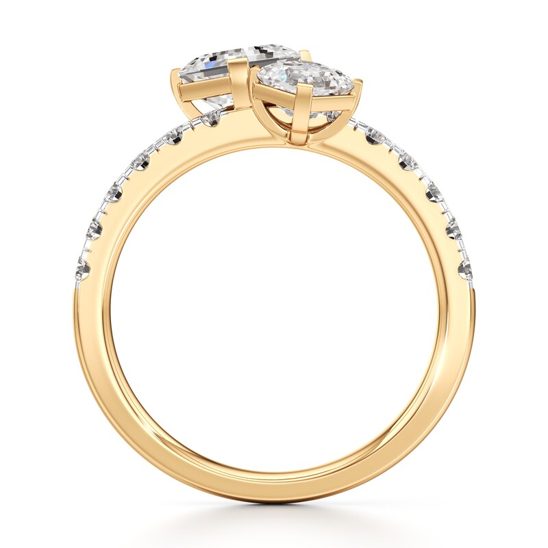 Main Image 2 of J'Lure Square-Emerald Step-Cut Two-Stone Lab-Grown Diamond Engagement Ring 1-7/8 ct tw 18K Yellow Gold