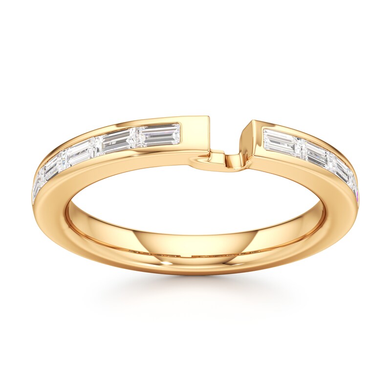 Main Image 1 of J'Lure Baguette-Cut Lab-Grown Diamond Contour Wedding Band 3/8 ct tw 18K Yellow Gold
