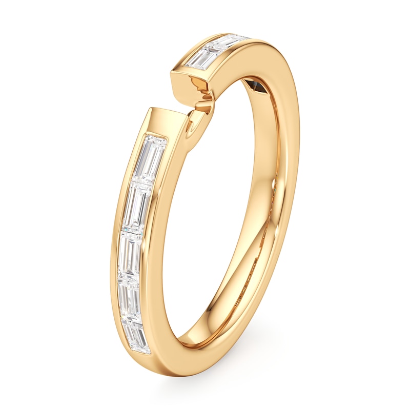 Main Image 4 of J'Lure Baguette-Cut Lab-Grown Diamond Contour Wedding Band 3/8 ct tw 18K Yellow Gold